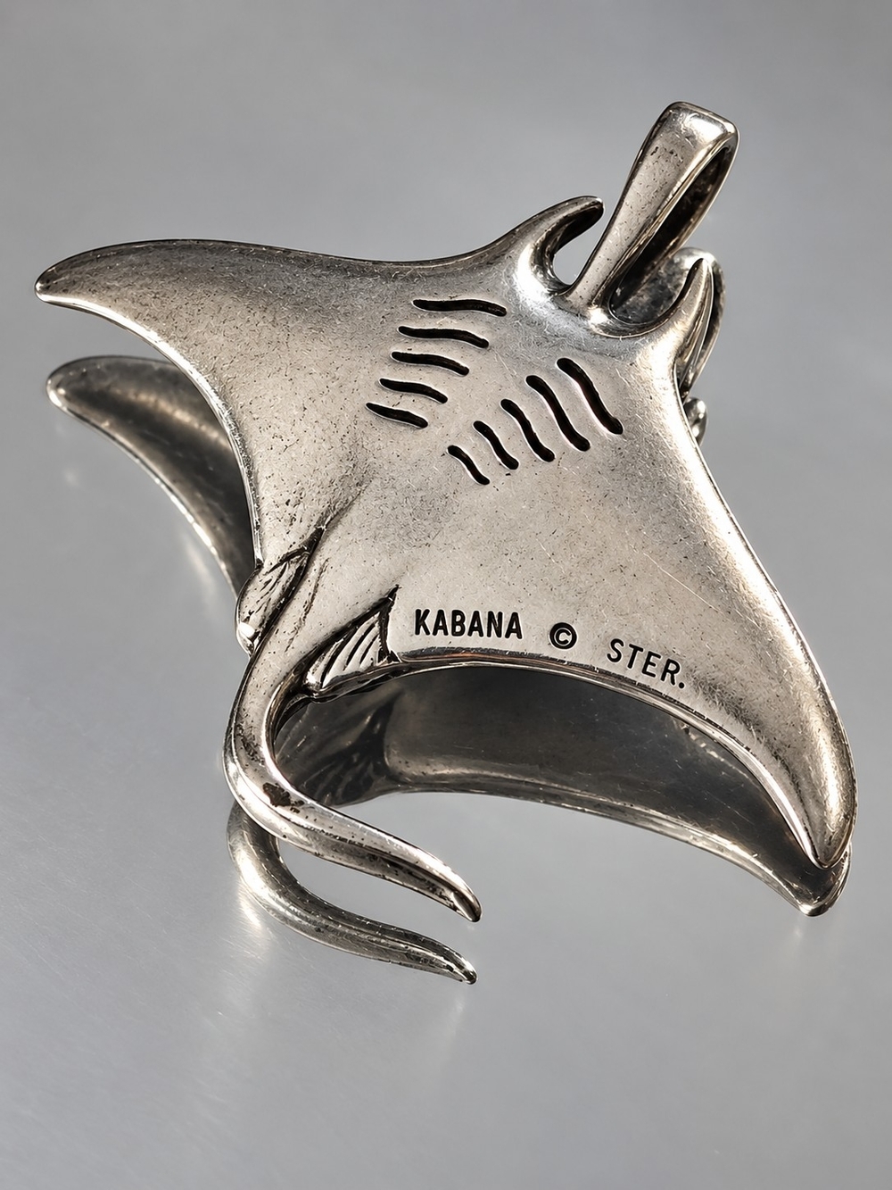 Vintage Kabana Sterling Silver Manta Ray Pendant 6.53g Signed